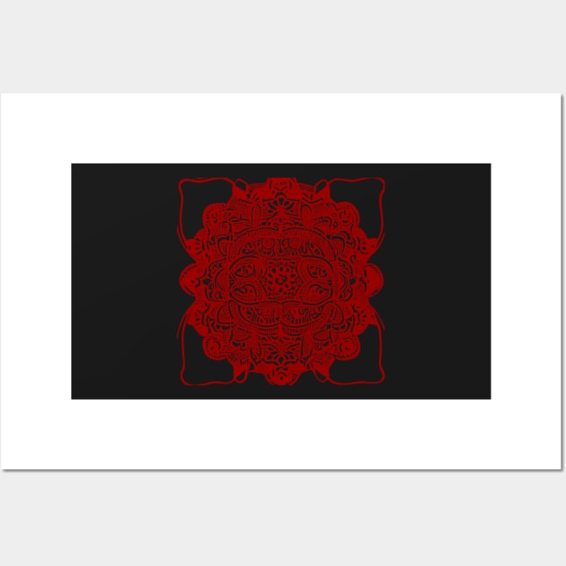 Paisley Print - Crimson Aesthetic Wall Art by BubbleMench